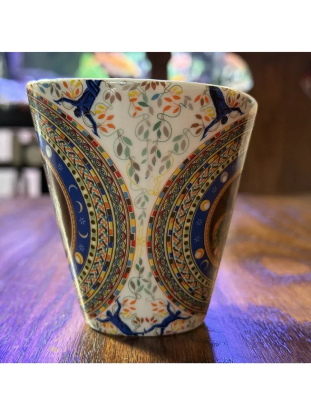 Vatican Bust Of Athena Mosaic Mug Cup Floral 3.5” Tall